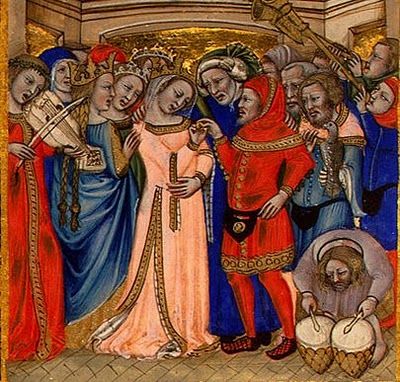 Niccolò da Bologna - Az esküvő, 1350, miniatúra. National gallery of Art, Washington