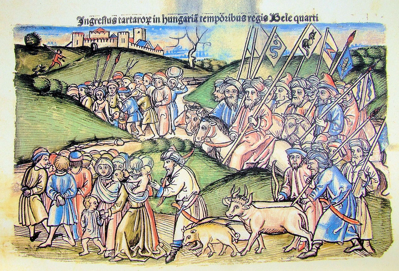 Thuroczy-Tatarjaras.jpg A tatárok betörésének ábrázolása Thuróczy János krónikájában (1488)