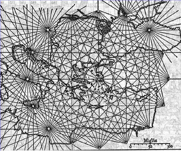 Pietro Vesconte 1311-es portolánja a Mediterráneum kelet részéről.